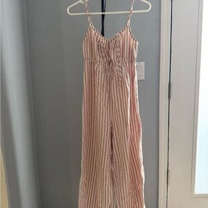 O'Neill Pink and White Striped Jumpsuit